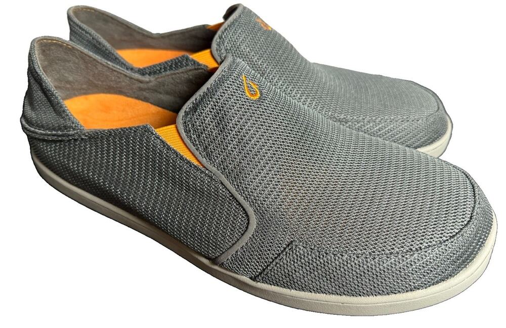 OluKai Nohea Mesh Slip On Shoes Dark gray/Orange Men’s Size 12 NEW MSRP $100